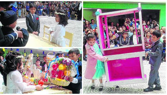Huancayo: niños de inicial se 'casan' y la boda llega con palpa (VIDEO)