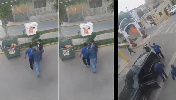 Agresión fue captada por una vecina en el distrito de Moche. Según el agresor,  Benjamín Díaz, el ciudadano lo insultó. (Foto: Captura Video)