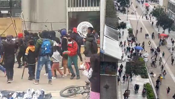 Fuertes enfrentamientos entre indígenas y policías en Bogotá. (Foto: Captura de video)