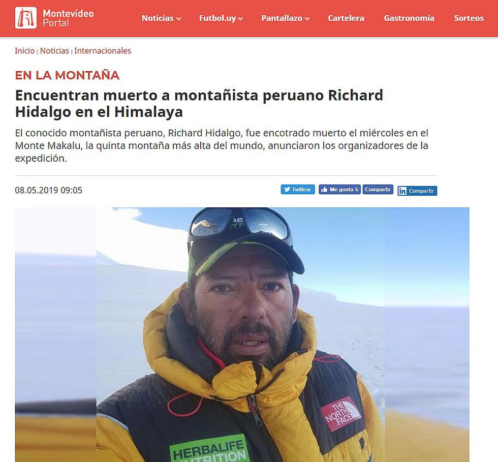Richard Hidalgo: así informa la prensa internacional sobre la muerte del montañista peruano (FOTOS)