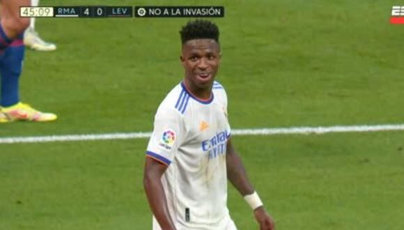 Vinicius puso el 4-0 del Real Madrid vs. Levante. (Foto: captura ESPN)