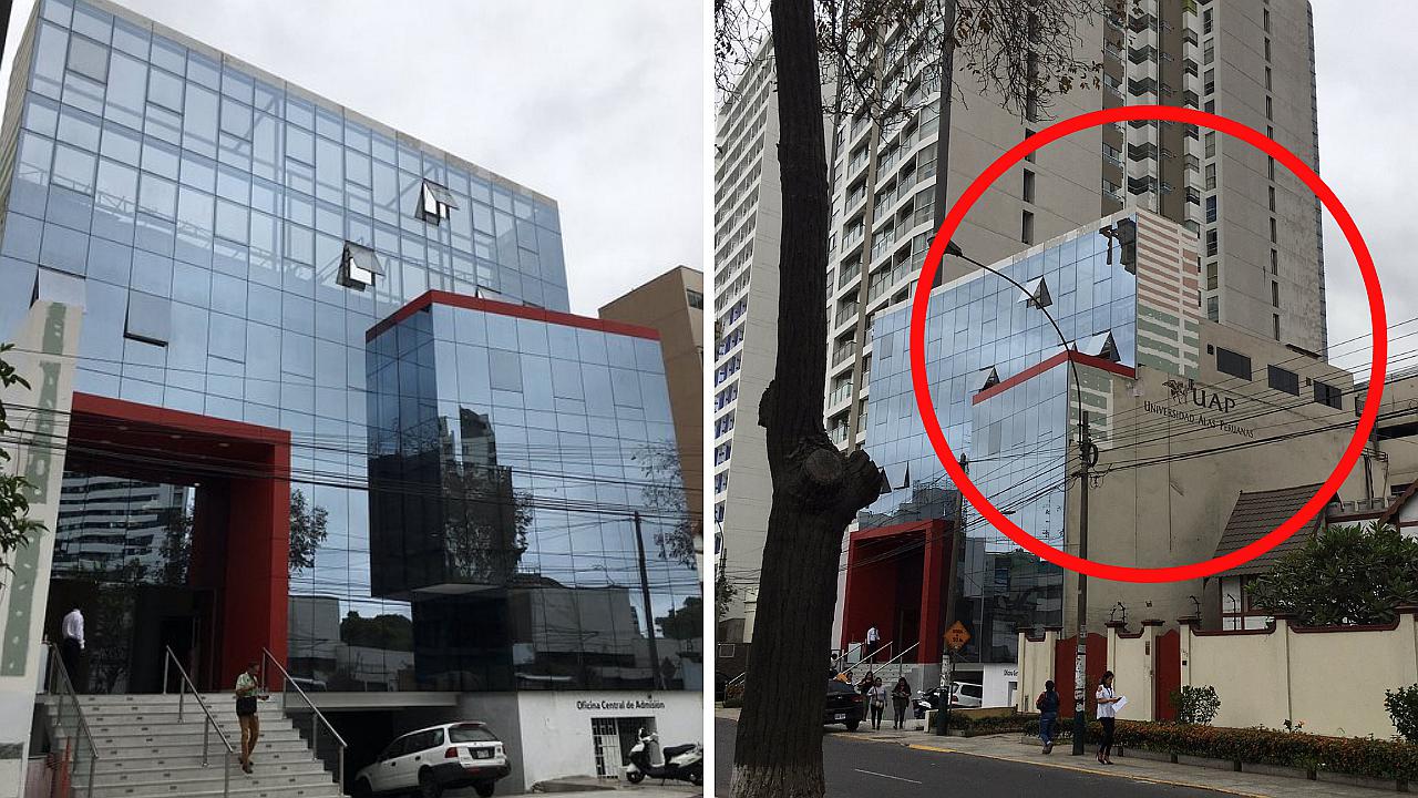 Universidad Alas Peruanas también tiene pared falsa que simula un edificio con más pisos (FOTOS)