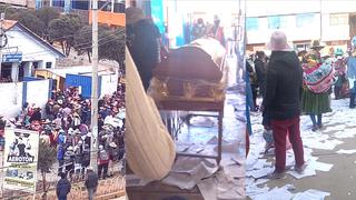 Pobladores ingresan ataúd a local de la Fiscalía y destrozan expedientes en reclamo por feminicidio en Espinar (VIDEO)