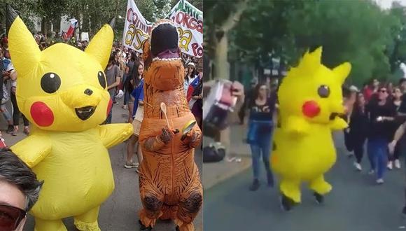 Chile: Madre se disfraza de Pikachu y es símbolo en las marchas