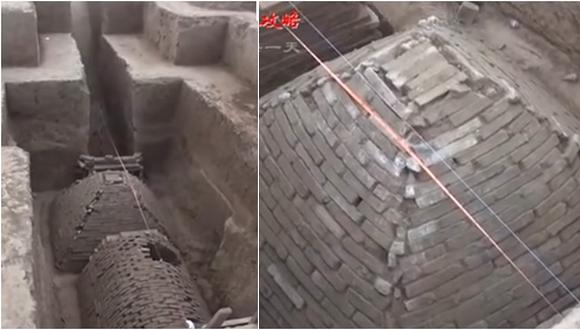 China: encuentran extraña tumba en forma de pirámide (VIDEO)