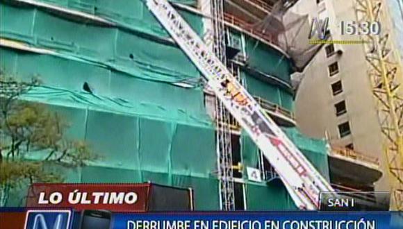 Derrumbe en edificio en construcción deja dos obreros heridos en San Isidro