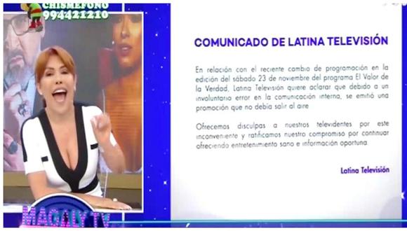 Magaly Medina arremete contra Latina: "Es un insulto a la inteligencia del televidente"