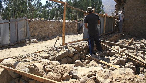 Solo diez de 1,149 casas dañadas por sismo fueron reconstruidas en Caylloma