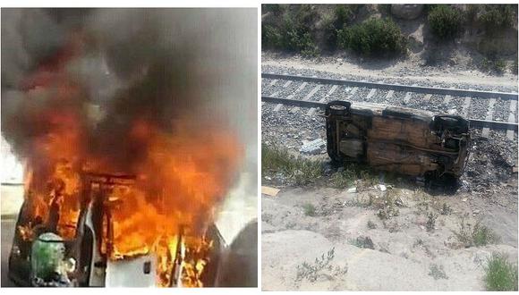 ​Arequipa: vecinos detienen a presuntos delincuentes y queman su vehículo