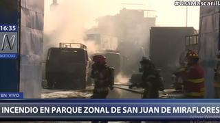 Gran incendio destruye cochera de la Av. Mateo Pumacahua en San Juan de Miraflores