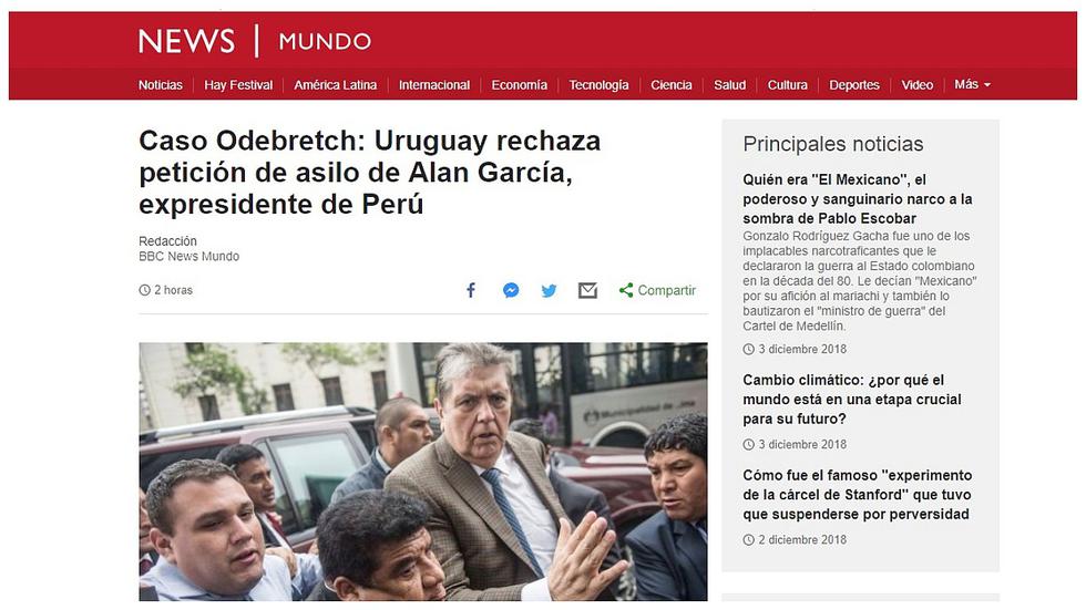 Alan García: así informó la prensa internacional el rechazo a su pedido de asilo (FOTOS)