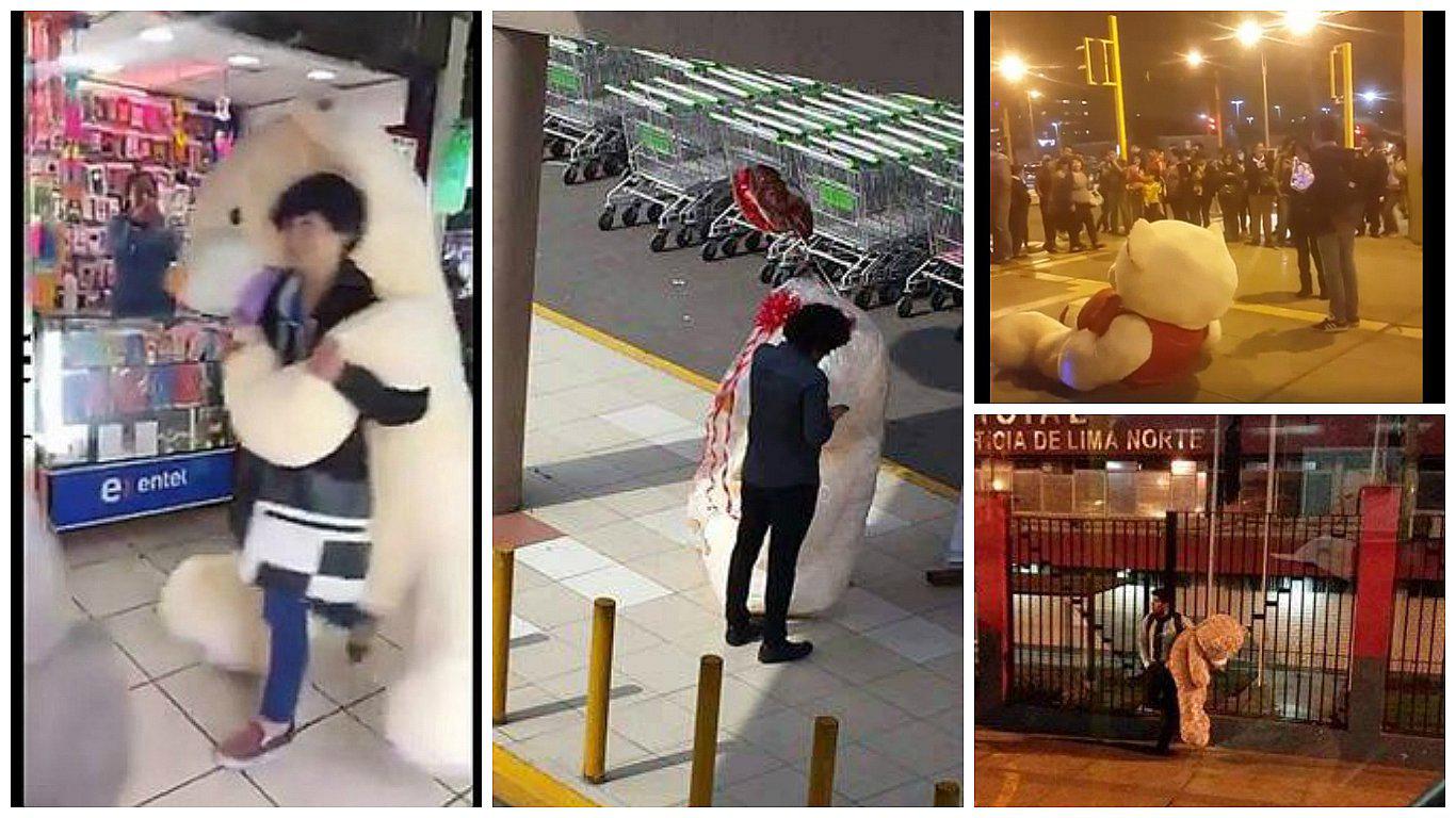 ​¿Qué está pasando en Lima? Jóvenes enamorados salen a las calles con inmensos osos de peluche