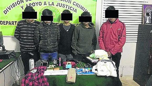 ​Policías capturan a cuatro integrantes de la  banda “Los pulpines del parque rojo” en la ciudad de Puno