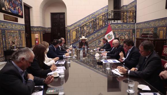 La cita entre Pedro Castillo y los representantes de la empresas mineras se desarrolló en Palacio de Gobierno. Foto: Presidencia