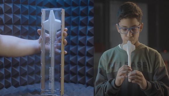 La flauta 3D diseñada para el fortalecimiento pulmonar cuenta con una boquilla para tener una mayor cavidad que la clásica flauta dulce. (Foto: Difusión)