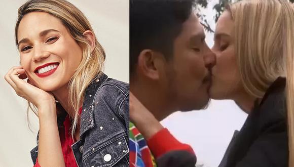 Los actores María Grazia Gamarra y Erick Elera protagonizaron un beso en la serie “Al fondo hay sitio”. (Foto: @mariasonrisa/Captura América TV).