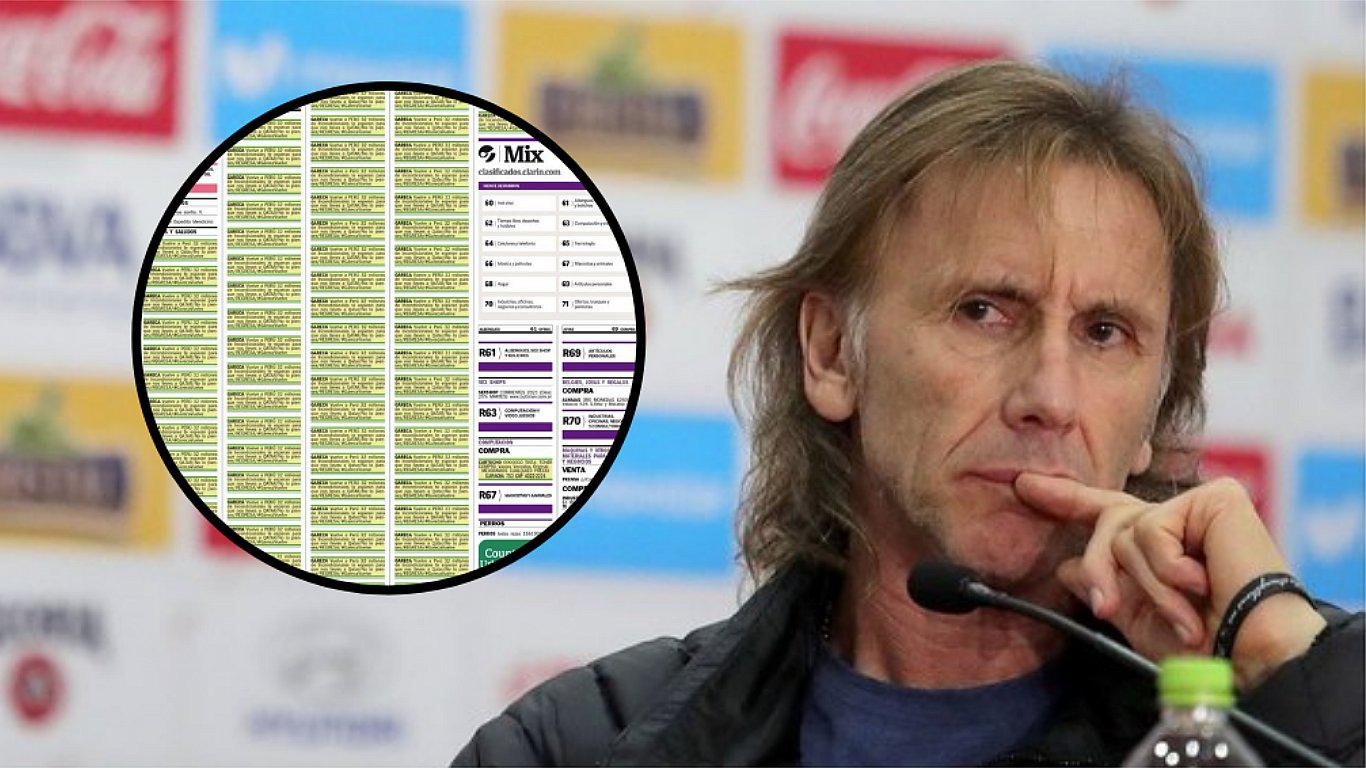 Los cien avisos en Clarín para que Ricardo Gareca se quede al frente de la 'Bicolor' (FOTO)