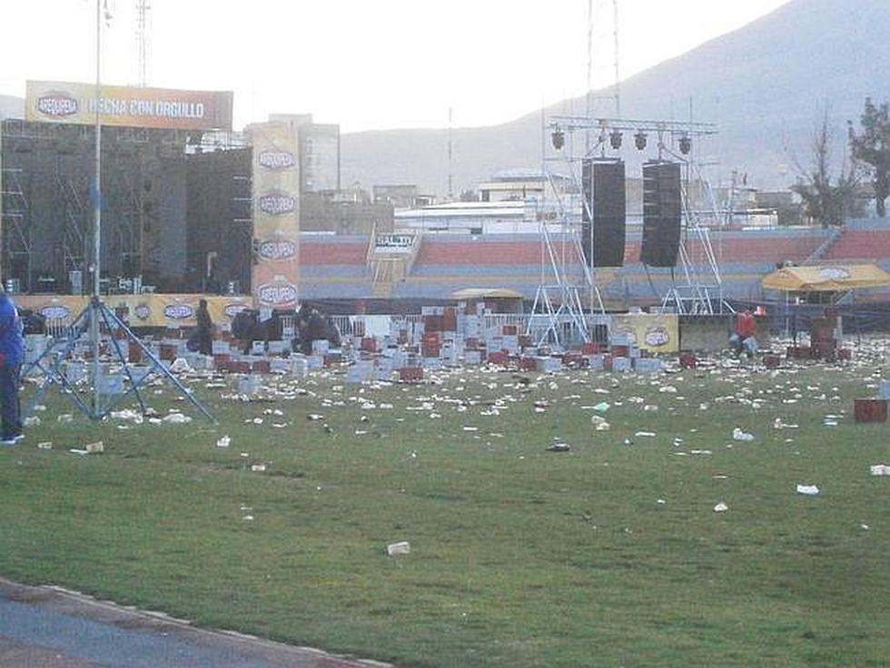 Estadio Melgar convertido en basural luego de concierto por aniversario de Arequipa (FOTOS)