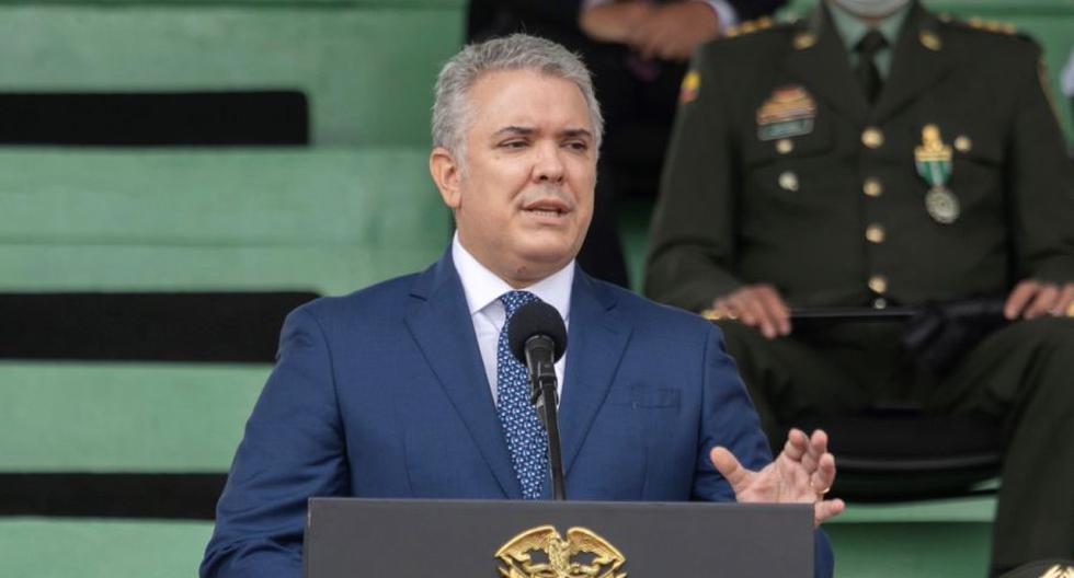 Imagen muestra al mandatario Iván Duque mientras ofrece un discurso en Bogotá (Colombia). (EFE/ Presidencia de Colombia).