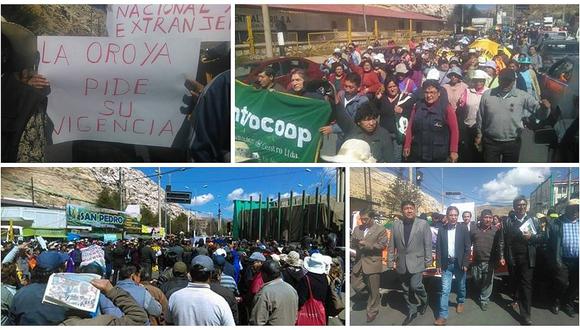 La Oroya: marcha interrumpe tránsito en Carretera Central por una hora 