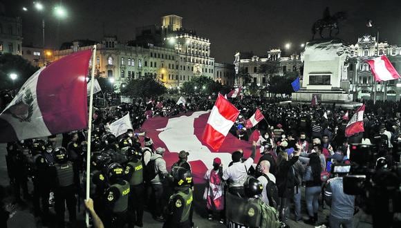 Manifestación contra el gobierno de Pedro Castillo.