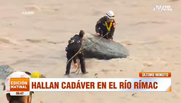 Hallan cadáver de hombre en el río Rímac. Captura: ATV