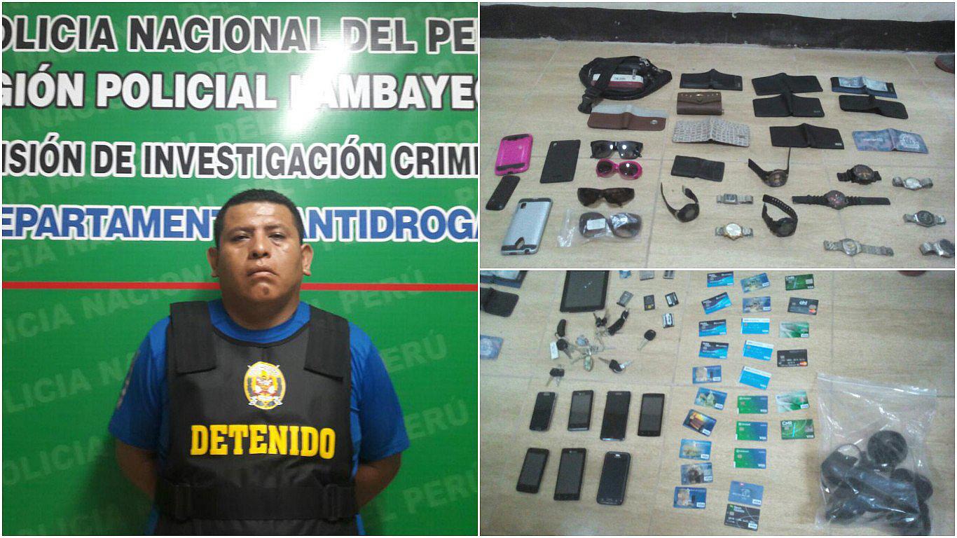 Exhiben celulares, tarjetas y otros objetos incautados a banda "Los Cogoteros de Chiclayo" (VIDEO)