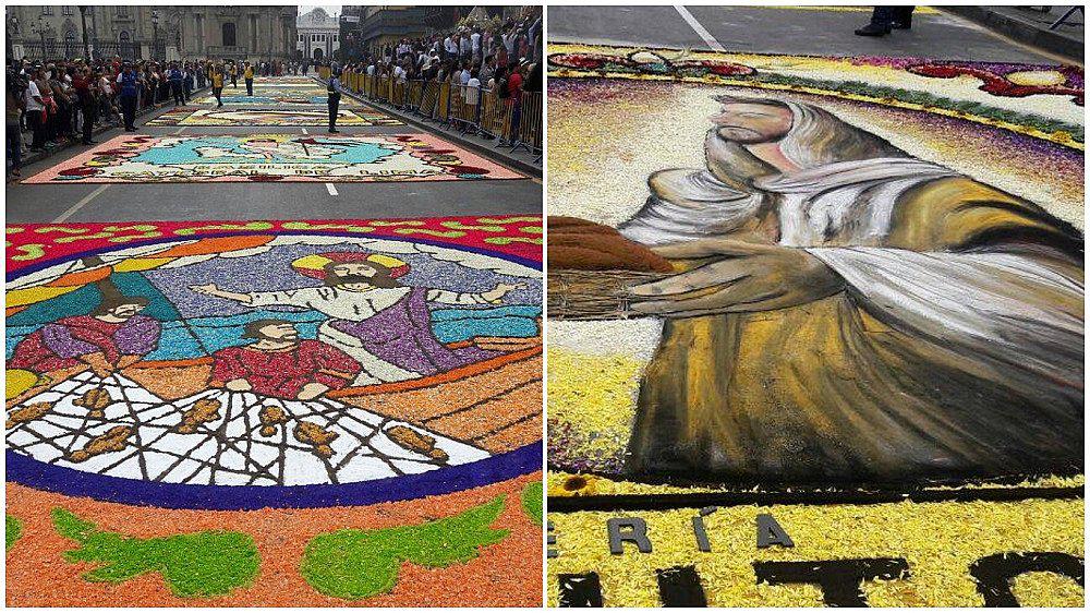 Semana Santa: Alfombras florales reciben a fieles en la Plaza Mayor de Lima (VIDEO)
