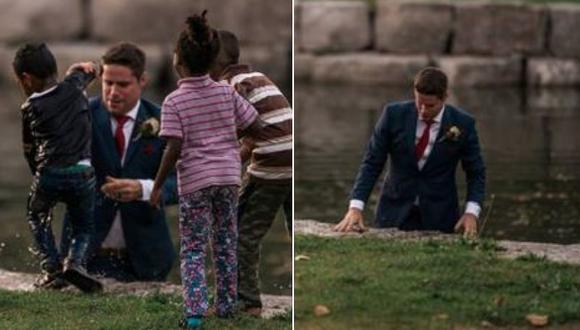 Abandonó la sesión de fotos de su boda para salvar a pequeño que se ahogaba 