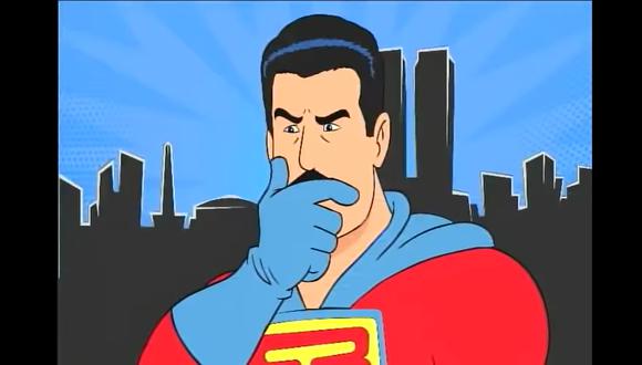 'Super Bigote' es un superhéroe inspirado en Nicolás Maduro. (Foto: captura video  Luigino Bracci Roa)