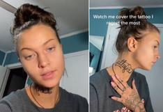 El ingenioso truco de una mujer para ocultar el enorme tatuaje que tiene en su cuello