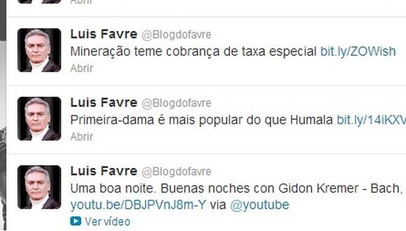 Luis Favre tuitea que Nadine es más popular que Ollanta