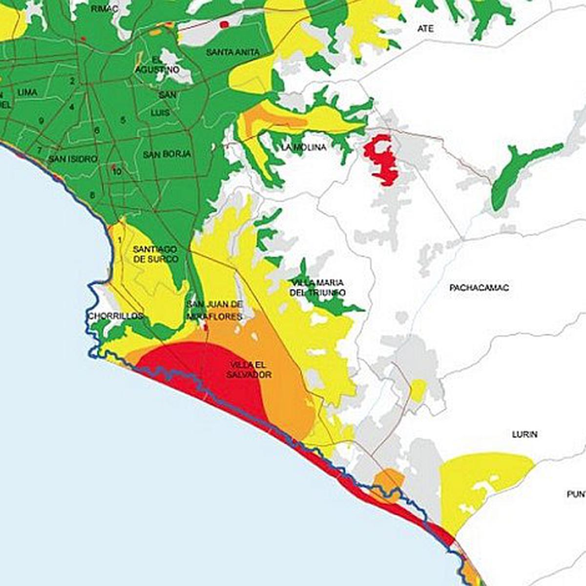 Mapa Con Las Zonas De Mas Riesgo En Distritos De Lima Ante Un Sismo Edicion Correo