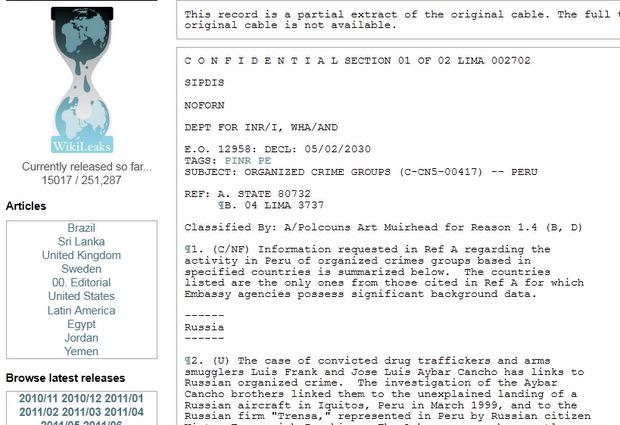 Wikileaks: Hermanos Aybar Cancho tuvieron vínculos con mafias rusas