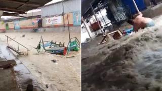 Piura: Torrencial lluvia arrasa con el mercadillo de Sullana