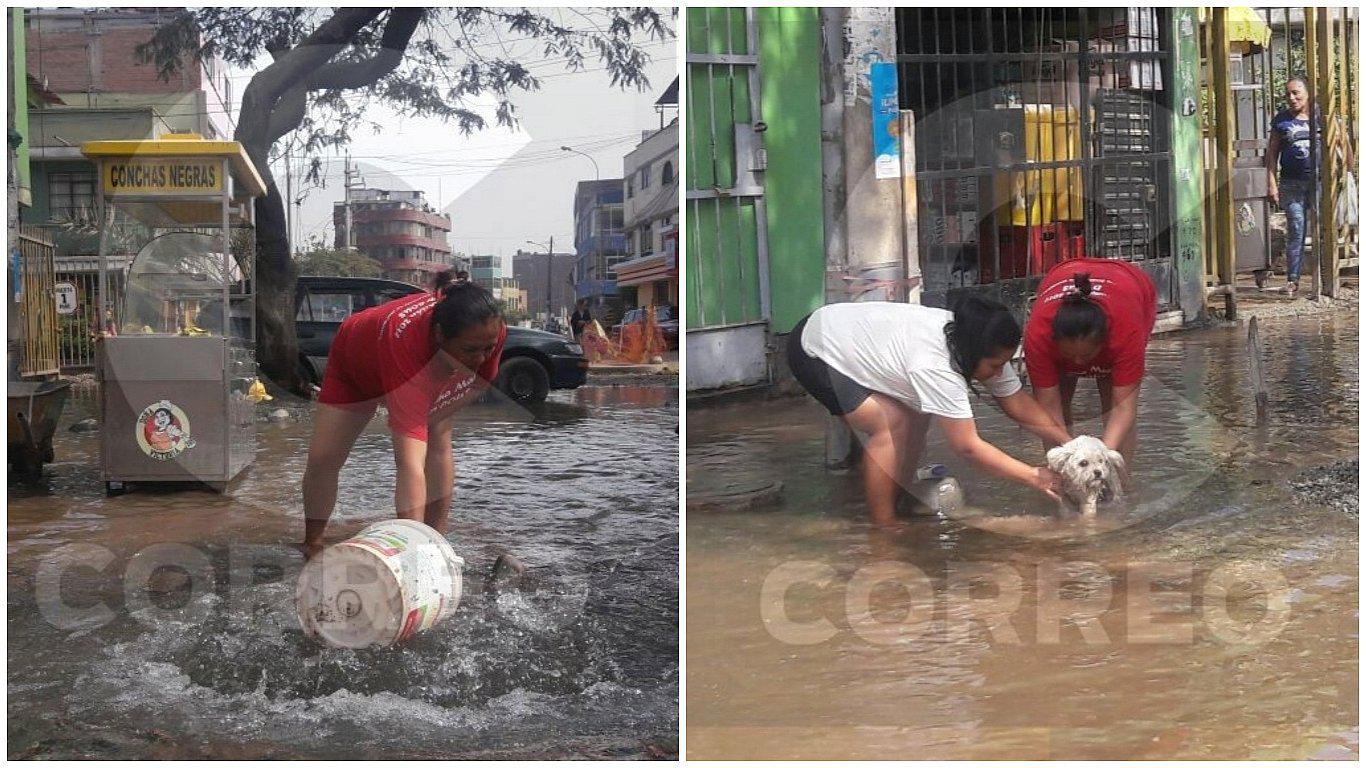 La Victoria: Diez viviendas afectadas por rotura de tubería (FOTOS)