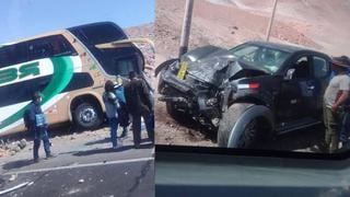 Camioneta impacta frontalmente contra bus en la Panamericana Sur