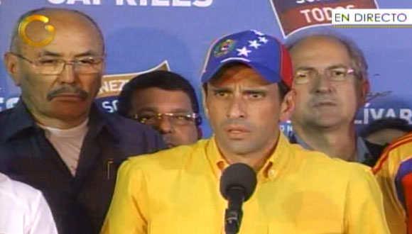 Elecciones en Venezuela: Capriles convoca a movilización si Maduro es proclamado presidente