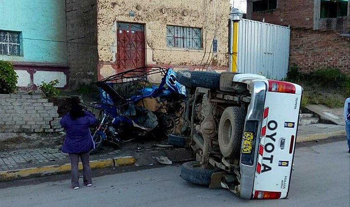 Excesiva velocidad provoca aparatoso accidente en Otuzco 