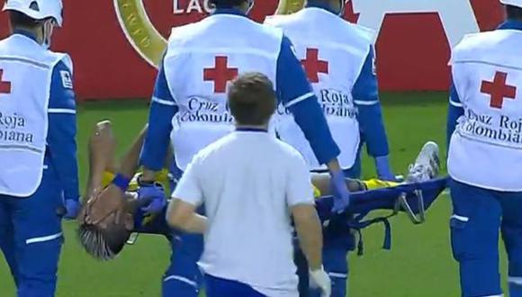 Carlos Zambrano salió al minuto 43 del primer tiempo del Boca vs. Deportivo Cali. (Captura: ESPN)
