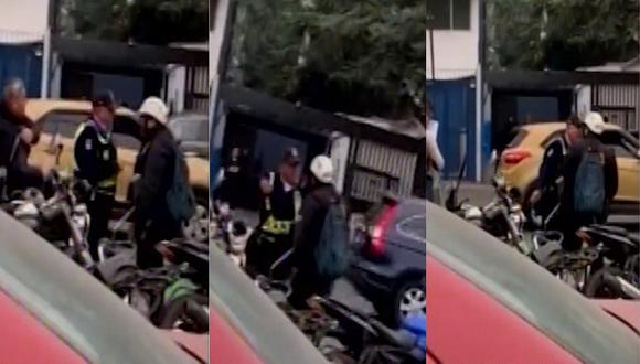 Policía y sereno discuten en plena vía pública y casi se agarran a golpes (VIDEO)