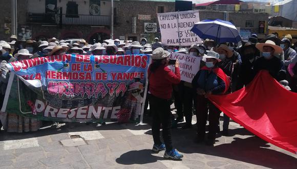 Cayllominos protestaron hoy en Chivay contra la adenda 13 de Majes Siguas II