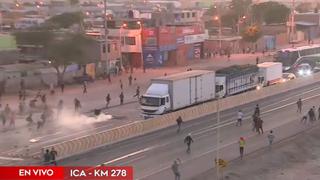 Ica: Enfrentamientos entre manifestantes y policías por bloqueos en la Panamericana Sur