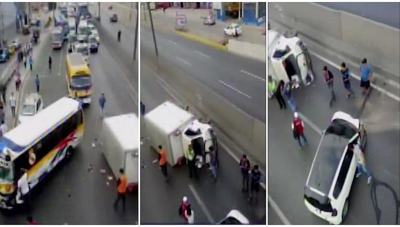 Los Olivos: Reportan triple accidente de tránsito en la Panamericana Norte (VIDEO)