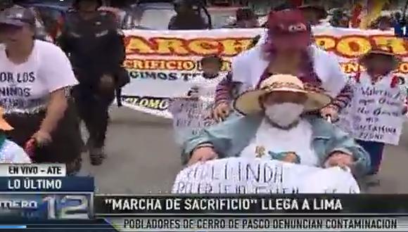 Pobladores de Cerro de Pasco llegaron a Lima en marcha de sacrificio