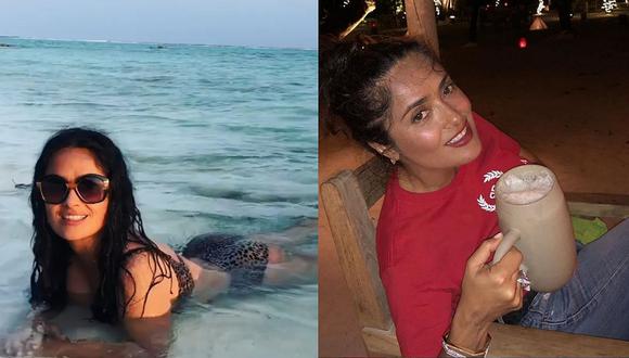 Salma Hayek relaja a fans al mostrarse meditando en el mar (VIDEO)