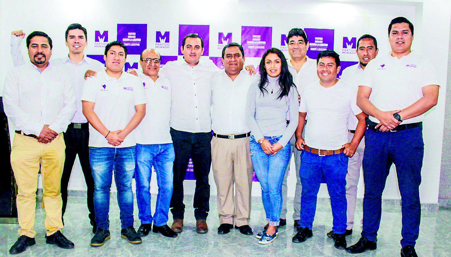 Los siete candidatos  del Partido Morado