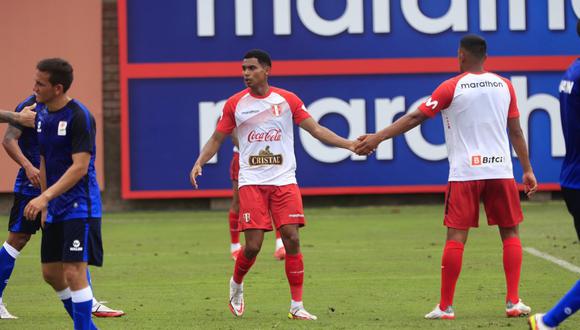 Marcos López anotó el 1-0 de Perú vs. los extranjeros de la Liga 1 en Videna. (Foto: Selección Peruana)