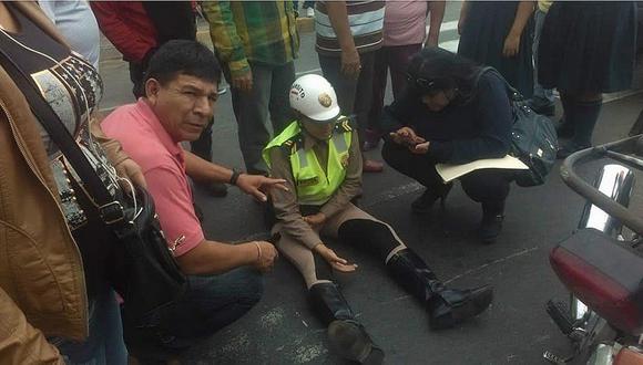 Chimbote: Accidente deja heridas a policía y una anciana
