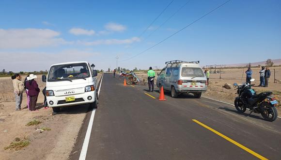 Accidente de tránsito se produjo en la pista asfaltada del sector agrícola Proter Sama